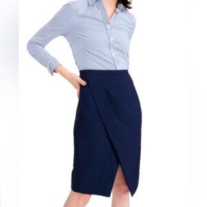 Express Navy Surplice Tulip Midi Pencil Skirt Sz 4